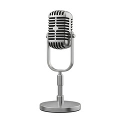 Fototapeta premium Retro microphone on a stand perfect for recording music vocals and podcasts in a studio setting isolated on transparent background