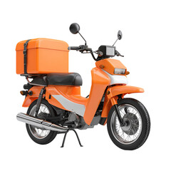 Obraz premium Motorbike with Rear Delivery Box Isolated on Transparent Background
