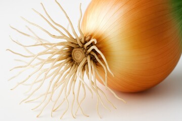 Detailed view of onion roots captured in macro photography
