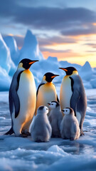 Obraz premium Emperor Penguins. Penguin Family. Arctic Life