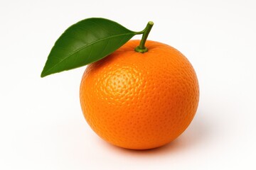 Freshly picked sweet tangerine on a plain white surface