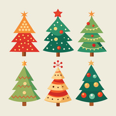 Fototapeta premium Vector illustration of a festive Christmas tree with snowflakes and stars, perfect for a holiday winter celebration