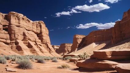 Fototapeta premium Natural stone formations within a desert canyon landscape