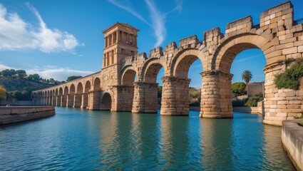 Roman Aqueduct Located in a Famous Spanish Town
