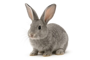 Fototapeta premium Gray-colored rabbit displayed against a white background