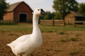 Obraz premium Farmyard adventure with a wandering goose