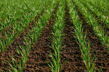 Obraz premium Spring cultivation of winter wheat in the farmland