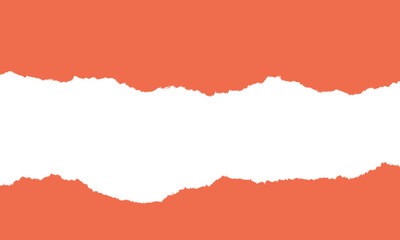 Ripped Orange Paper Background, Torn Horizontally to Create a Blank Frame for Text