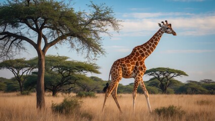 Obraz premium A tall animal moving across the dense greenery