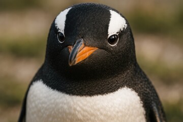 Up-close view of a Gentoo penguin's face