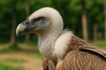 Zoo exhibit showcasing a vulture's head