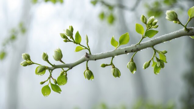 Betulaceae tree branch showcasing a flower bud