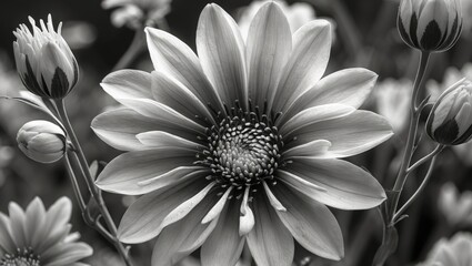 Black and white floral pattern abstract art