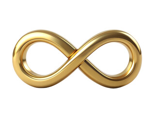 Golden infinity symbol isolated on transparent background, representing eternal love, endless possibilities, and the limitless nature of time