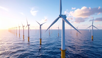 Offshore Wind Farm in the Blue Sea Renewable Energy Source