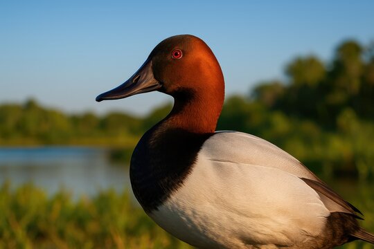 An artistic depiction of the canvasback waterfowl