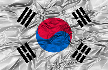 Waving flag of South Korea captured in artistic detail