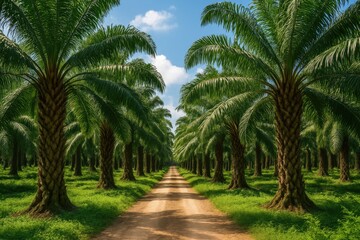 Fototapeta premium Plantation of oil palm trees