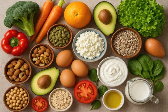 Exploring a plant-inclusive diet featuring dairy, eggs, seeds, healthy fats, grains, fruits, and vegetables