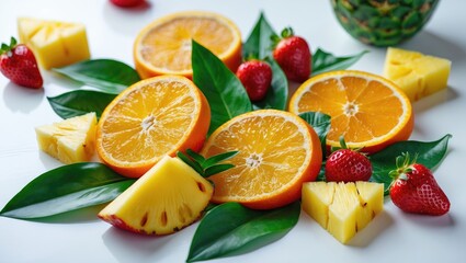 Freshly cut orange citrus slices showcasing their juicy interior