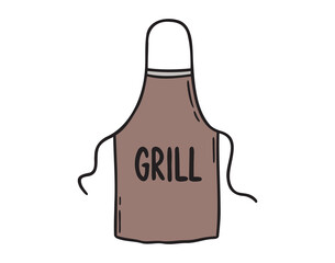 barbecue apron for grill doodle hand drawn icon. Outline line drawing clipart symbol