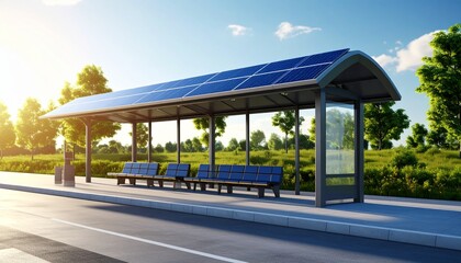 Solar-Powered Bus Stop Sustainable Transportation for a Greener Future, Energy Efficiency at its Best