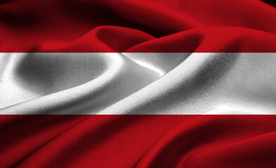 Vibrant red and white waves of textured fabric representing Austria