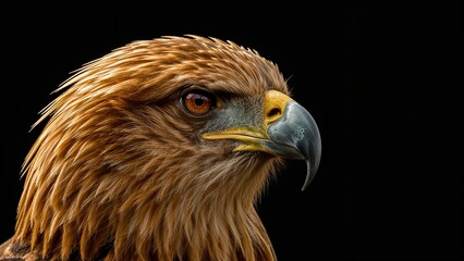 Fototapeta premium Golden eagle head captured with a black background
