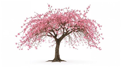 Obraz premium Blooming cherry flowers in spring season set on a plain white background