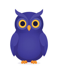 Fototapeta premium Cartoon Indigo Owl with Orange Accents