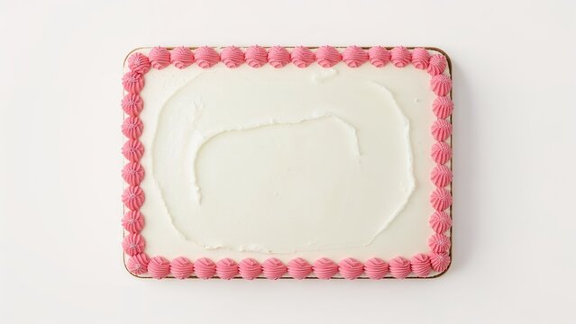 Multi-tiered Cake with Creamy White Glaze and Hot Pink Buttercream Accents on a Light Background
