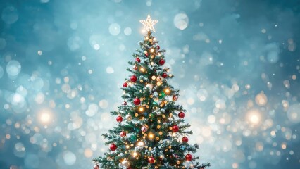 Bright Yuletide Tree on a Creative Background