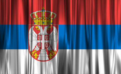 Serbian flag waving gracefully in the gentle breeze
