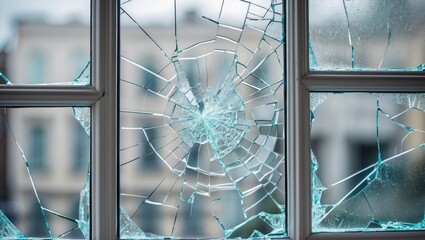 Damaged and broken window glass