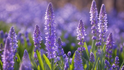 Naklejka premium Springtime spent among purple blooms