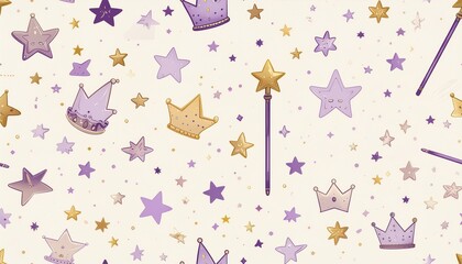 Whimsical Crown and Star Pattern A Magical Design for Kids and Celebrations