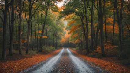 Obraz premium A rugged trail cutting through a lush forest