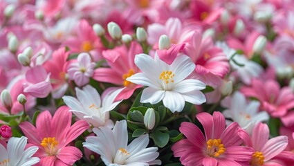 Fototapeta premium Charming tiny flower in pink and white hues