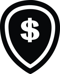 Secure financial shield icon representing protection and safety of money and investments
