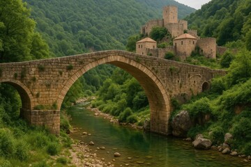 Fototapeta premium Ancient Ottoman structure located in a traditional Lebanese village setting