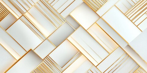 Abstract geometric background with gold and white lines creating a modern luxury pattern, elegant minimal design for sophisticated contemporary style
