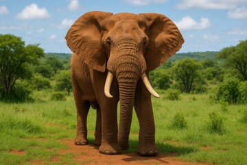 Fototapeta premium Among African elephants, the bush species holds the title of the largest terrestrial creature, while the forest variety is third.