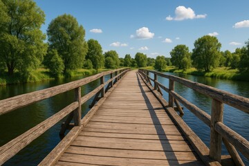 Naklejka premium Historic wooden crossing over a stream