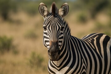Fototapeta premium Close-up of a zebra staring into the camera