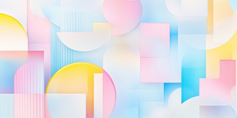 Abstract geometric pastel background with overlapping colorful shapes and soft gradients creating a minimal modern design texture.
