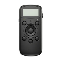 Black digital camera remote control with lcd screen isolated on transparent background