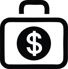 Icon of a briefcase with a dollar sign on it symbolizing financial success and business opportunities