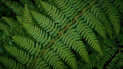 Zoomed-in perspective of lush green lady fern (Athyrium filix-femina) featuring fan-shaped leaves, suitable for green and sustainable concepts.