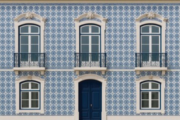 Obraz premium A construction with a tiled exterior surface