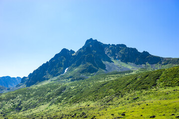 Naklejka premium The Kaçkar Mountains rising under the blue sky in northern Turkey
